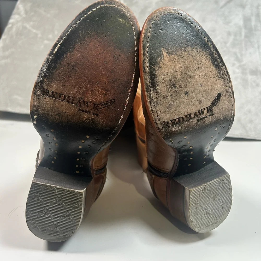 Red Hawk Austria vintage tan floral leather boots - Picture 12 of 13